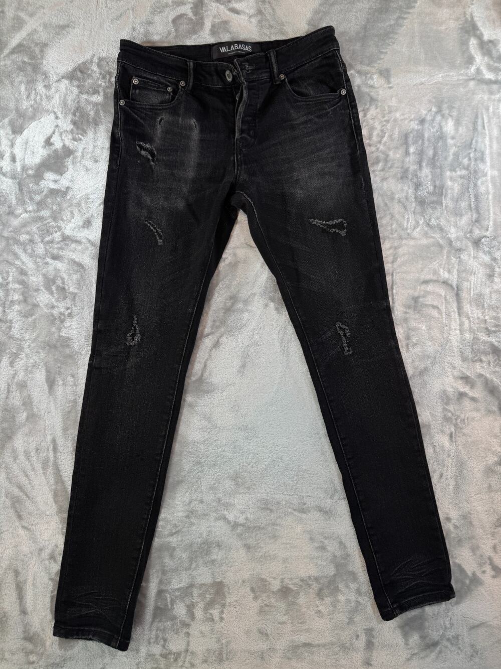 Valabasas Men's Distressed Jeans Slim Fit Size 30, Black